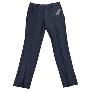 Tommy Hilfiger Mens TH Flex Ryland Modern Fit Plaid Dress Pants Navy Blue 36x34